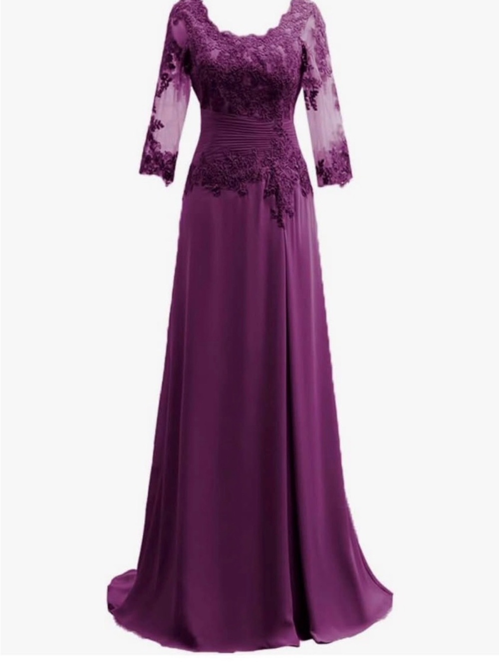 Elegant Purple Lace A-Line Evening Dress